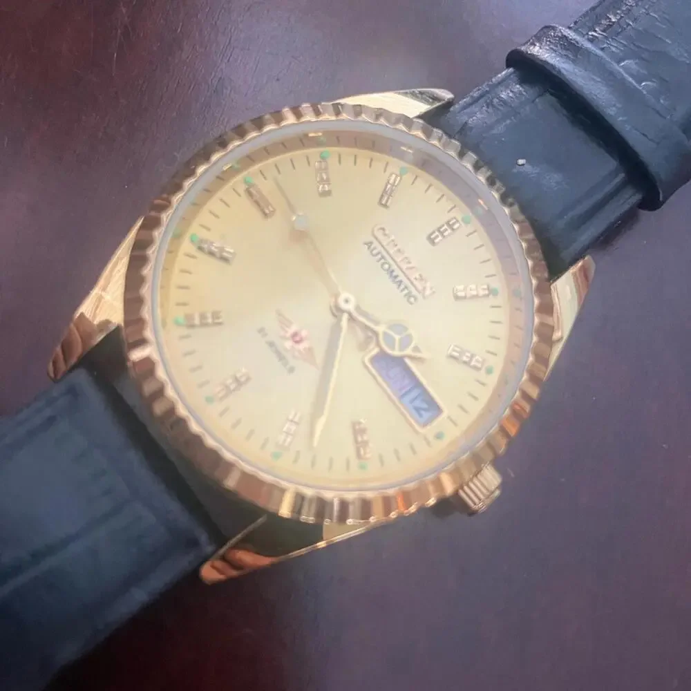 💁🏽♂️ Citizen Gold Watch with Black Strap 36mm Fluted Day Date Men’s Watch